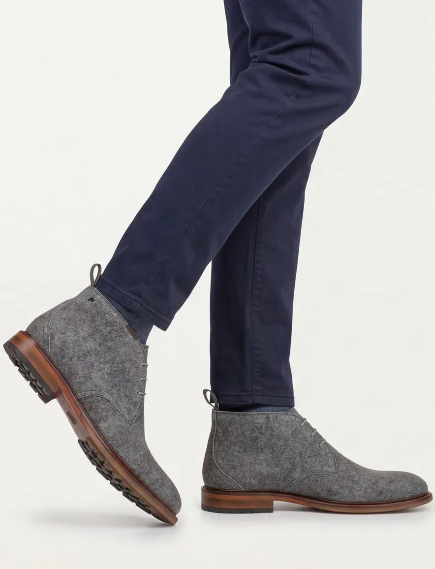 Grijze nette veterschoen Floris van Bommel suede