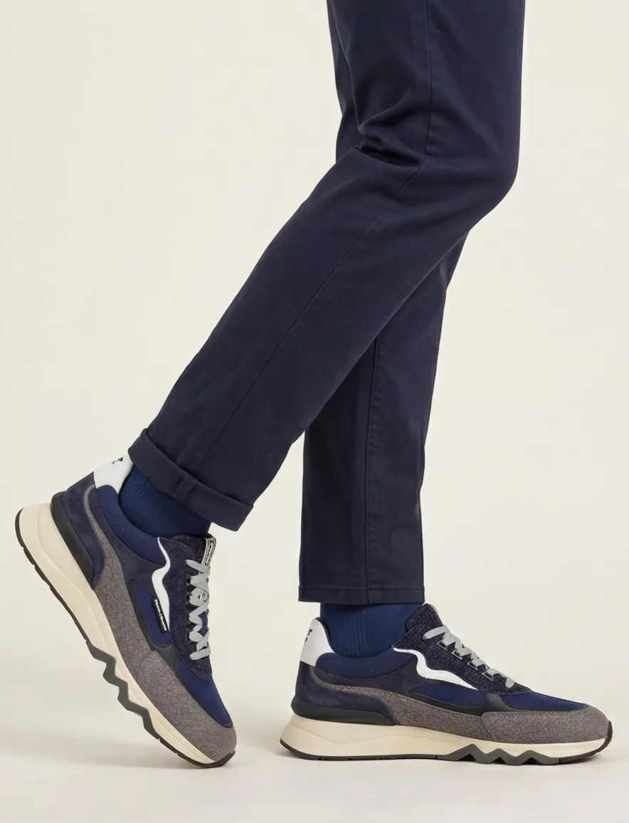 Sneaker grijs Floris van Bommel leer geprint