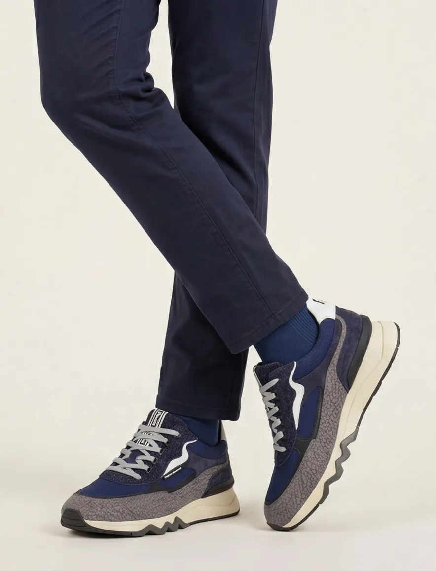 Sneaker grijs Floris van Bommel leer geprint