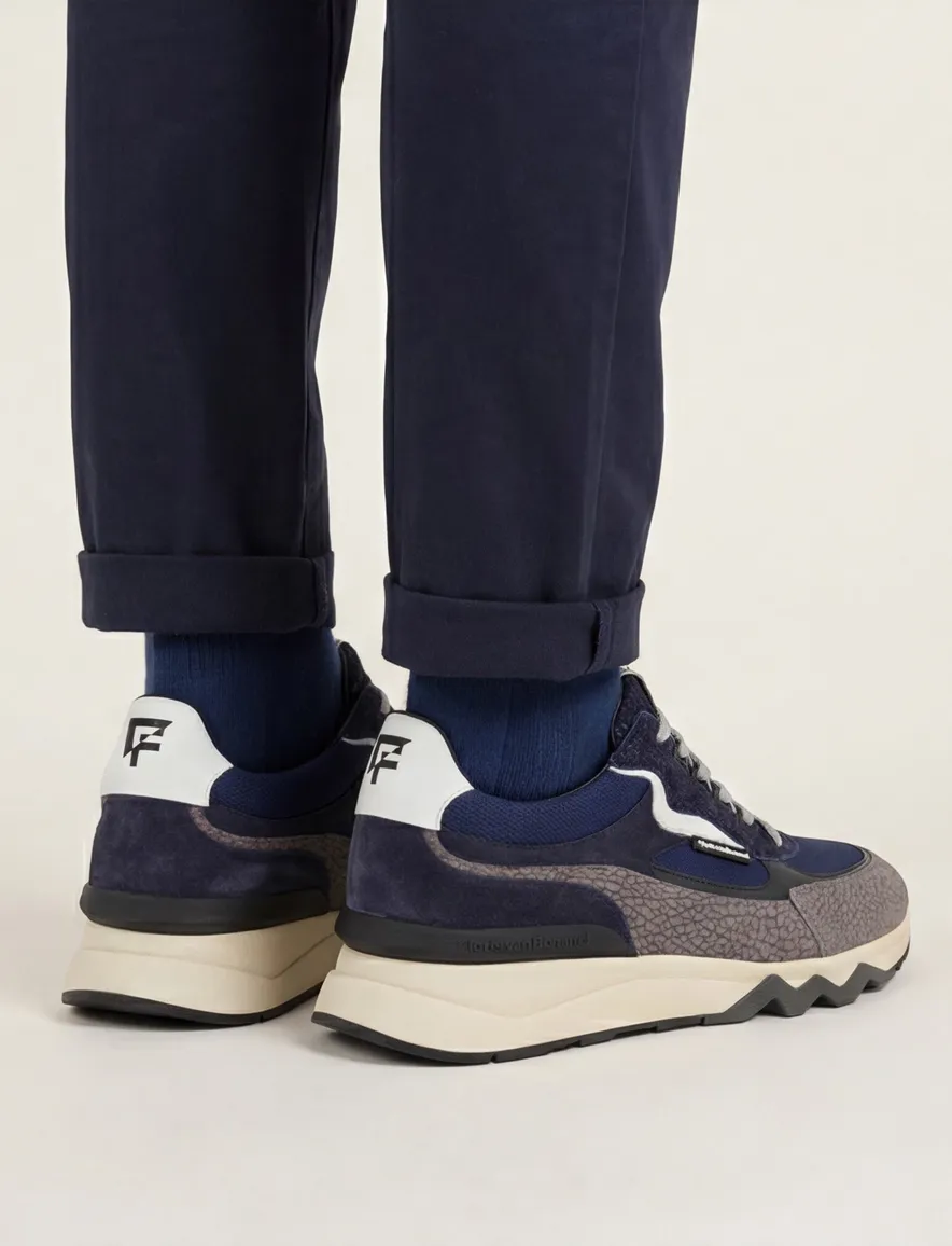Sneaker grijs Floris van Bommel leer geprint