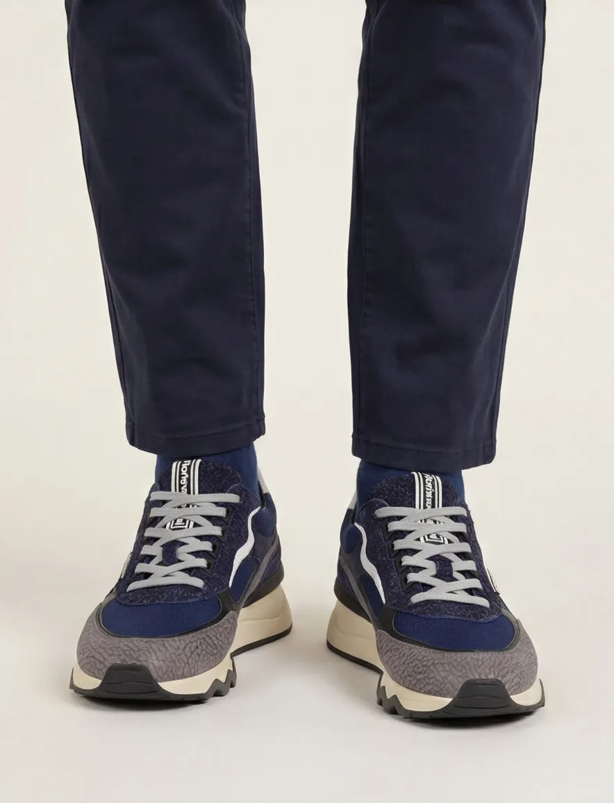 Sneaker grijs Floris van Bommel leer geprint