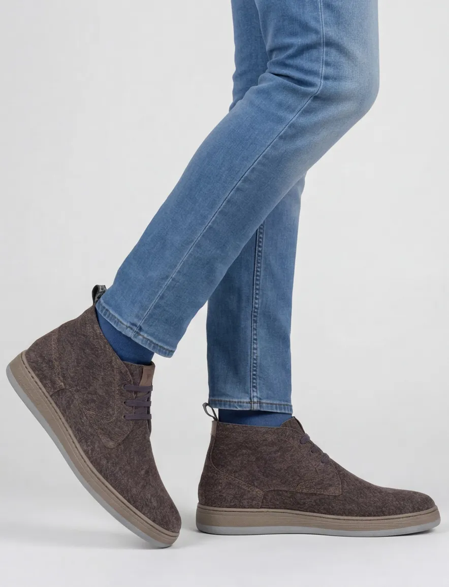 sneakers bruin Floris van Bommel gemêleerd veters