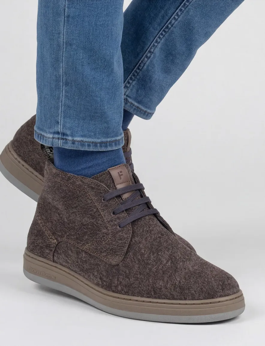 sneakers bruin Floris van Bommel gemêleerd veters