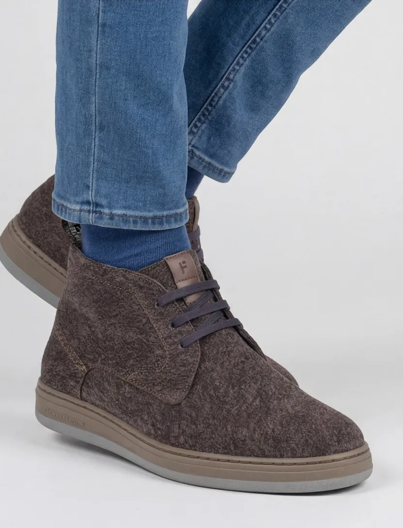 sneakers Floris van Bommel bruin gemêleerd veters
