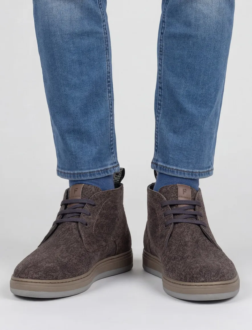 Floris van Bommel sneakers bruin gemêleerd veters