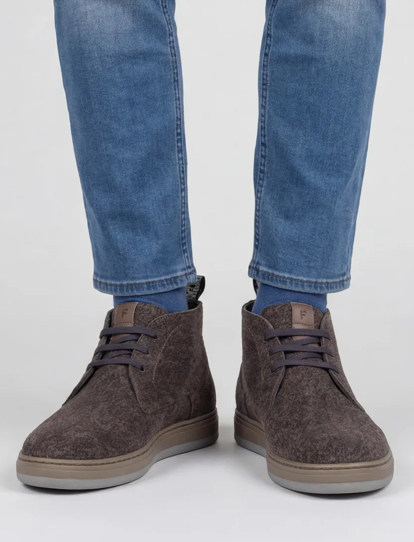 sneakers Floris van Bommel bruin gemêleerd veters