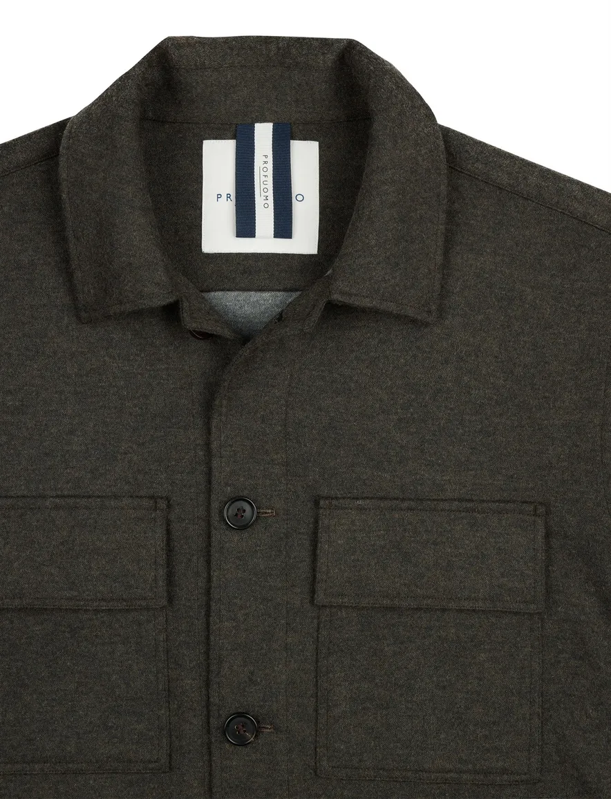 Profuomo Cutaway Brown overshirt bruin