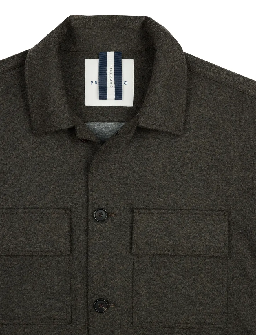 Profuomo Cutaway Brown overshirt bruin