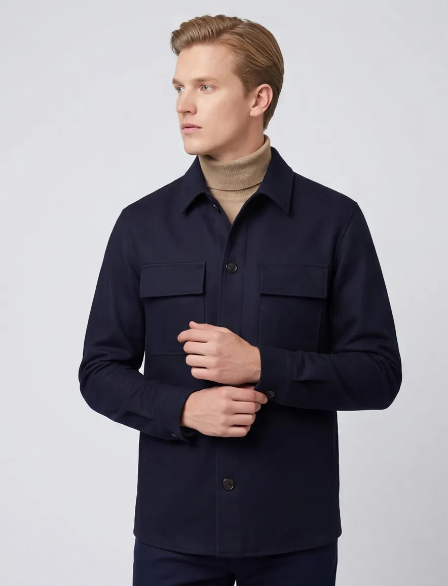 Profuomo Cutaway Navy overshirt donkerblauw