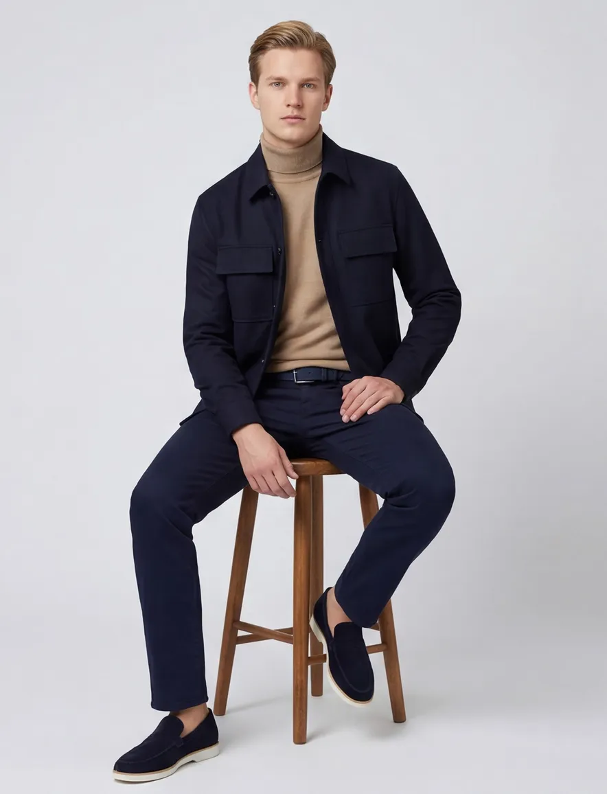 Profuomo Cutaway Navy overshirt donkerblauw