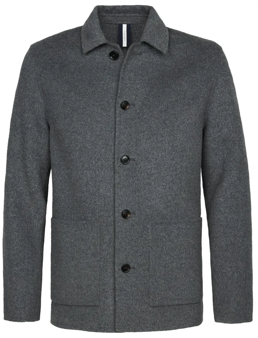 Profuomo overshirt grijs wol gemêleerd slim fit