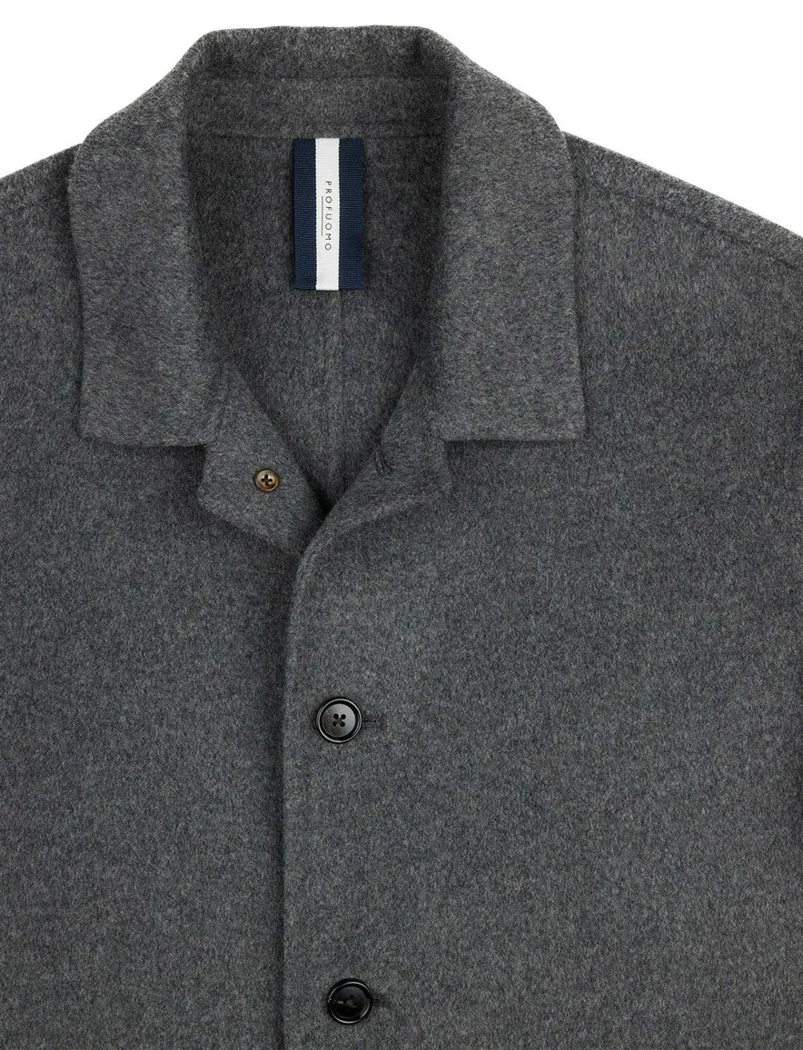 Profuomo overshirt grijs wol gemêleerd slim fit