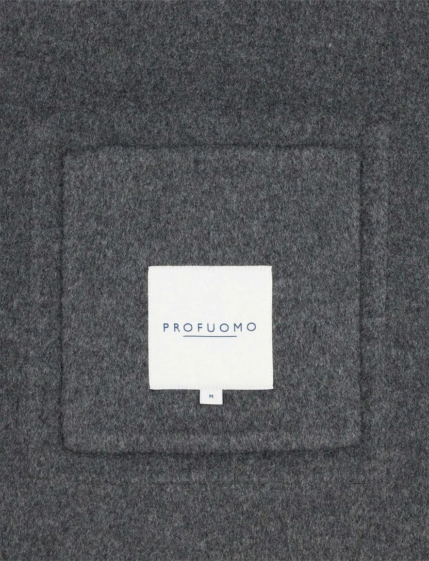 Profuomo overshirt grijs wol gemêleerd slim fit