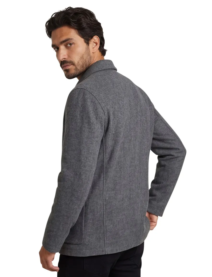 Profuomo overshirt grijs wol gemêleerd slim fit