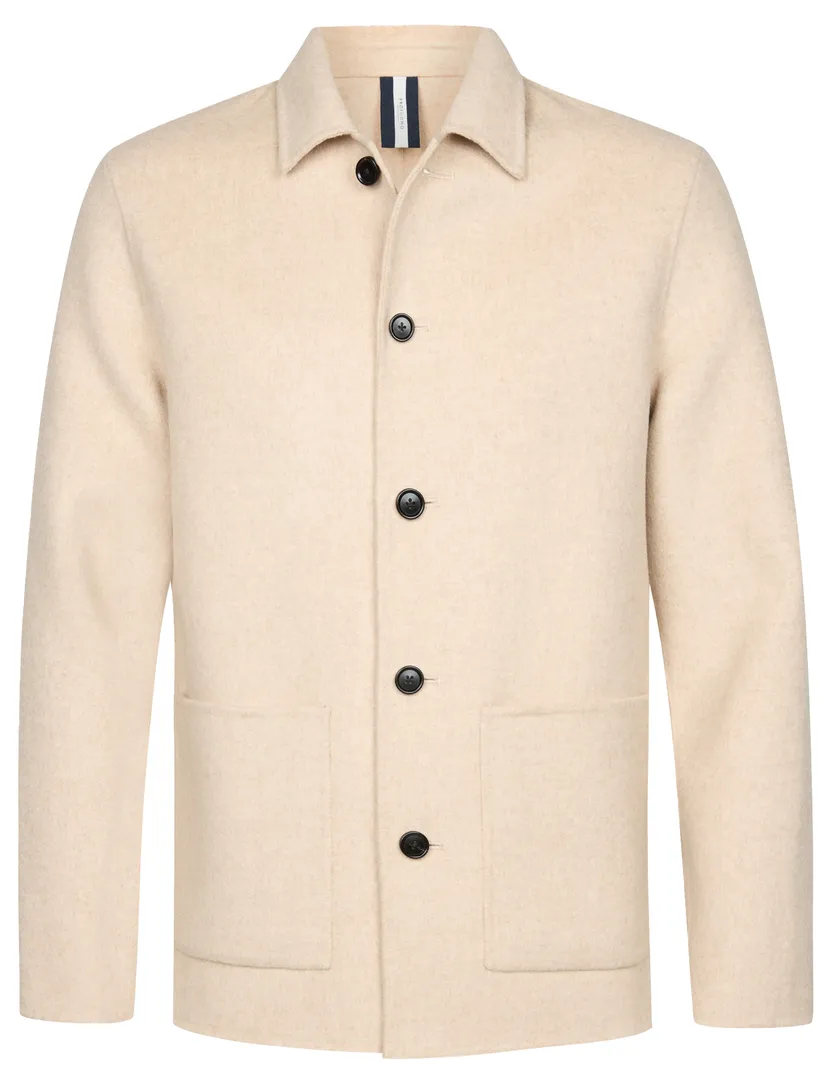 Overshirt Profuomo beige effen normale fit