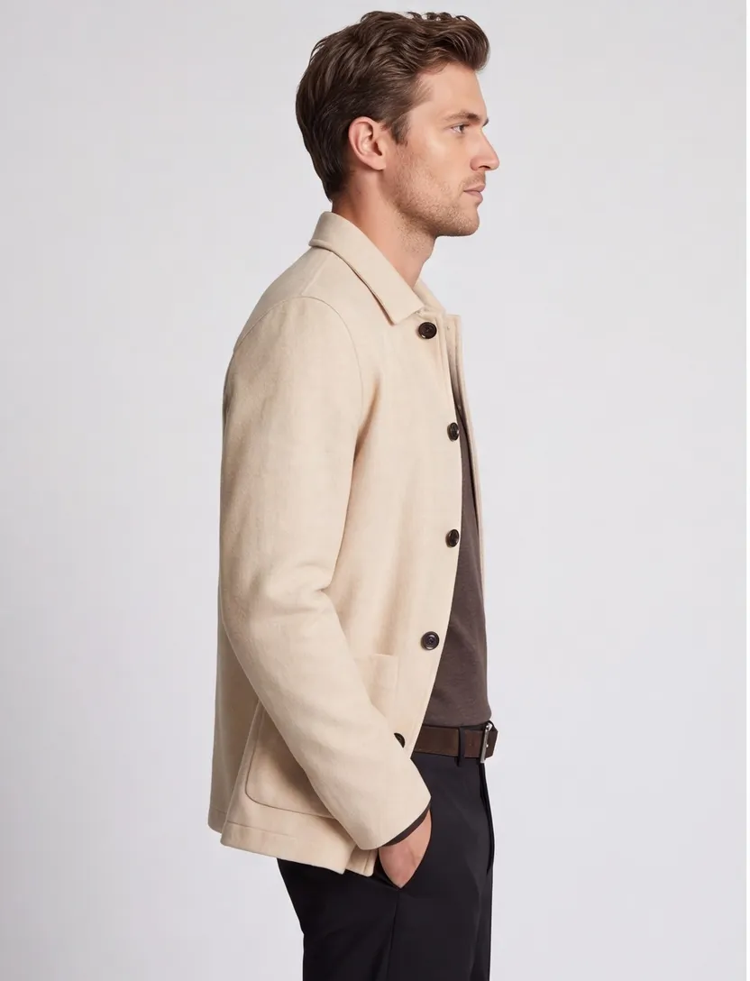 Overshirt Profuomo beige effen normale fit