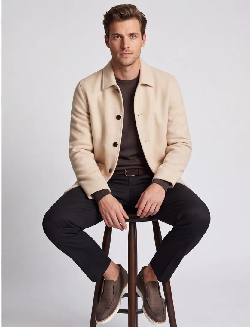 Overshirt Profuomo beige effen normale fit