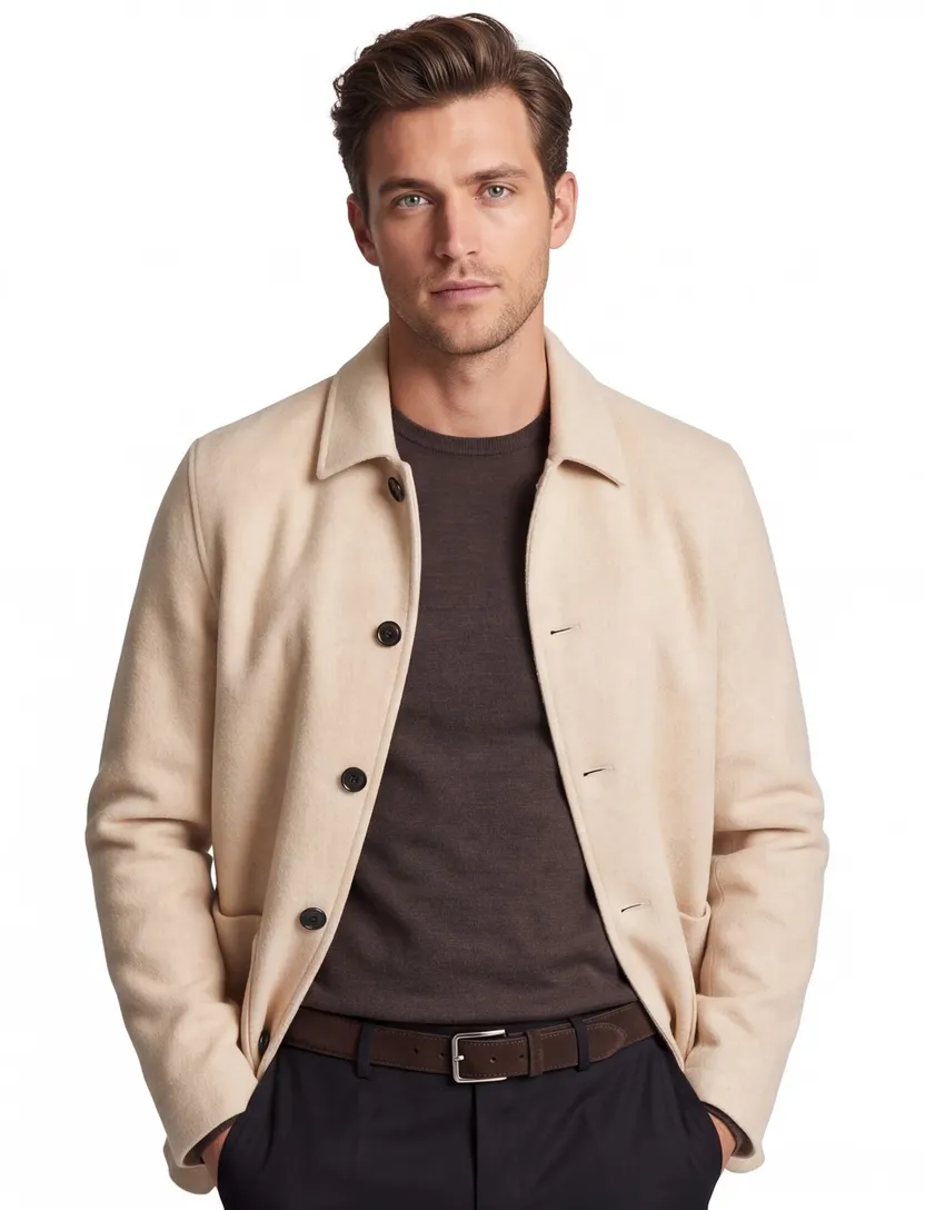 Overshirt Profuomo beige effen normale fit