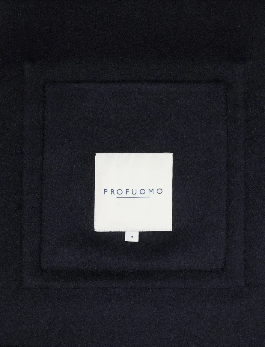 Profuomo Wool Button overshirt donkerblauw