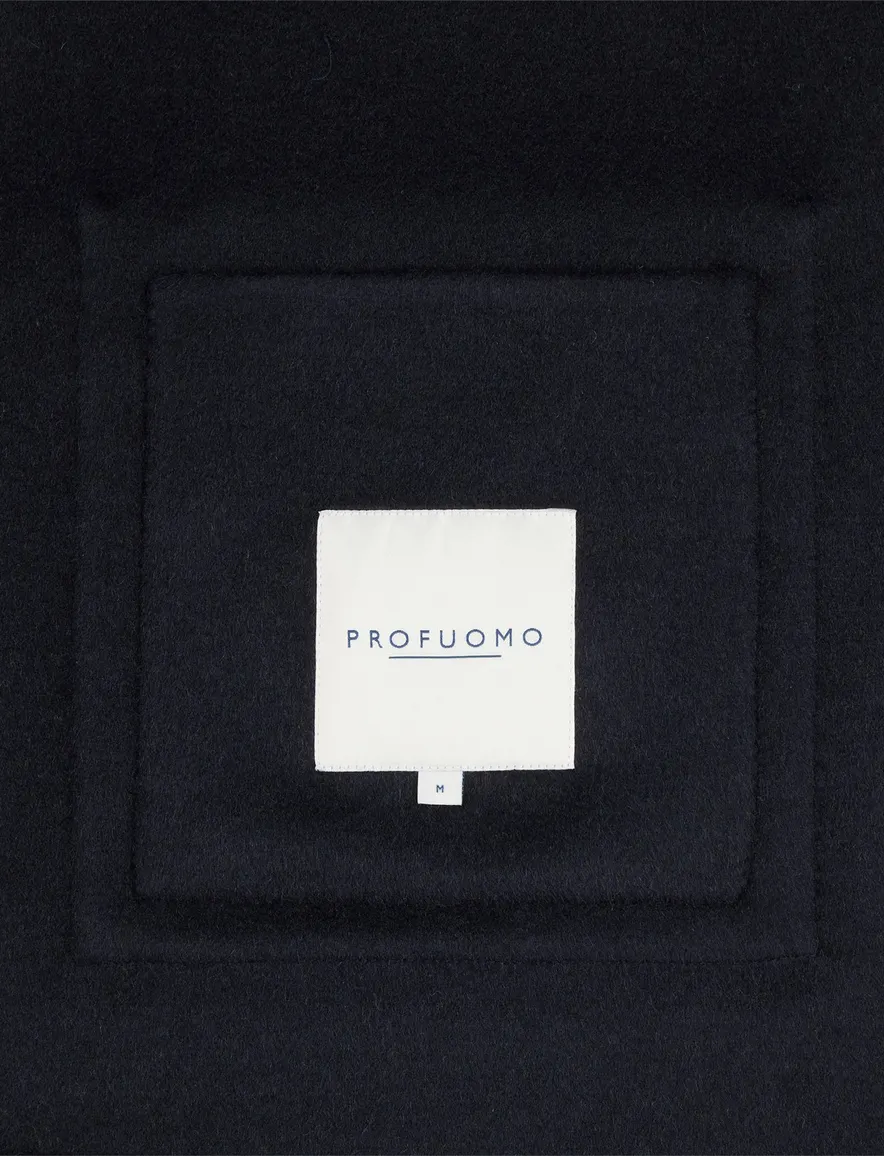 Profuomo Wool Button overshirt donkerblauw