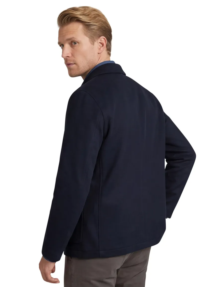 Profuomo Wool Button overshirt donkerblauw