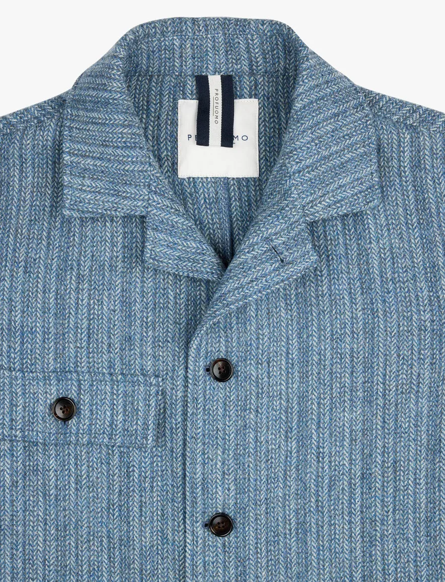 Profuomo overshirt blauw geprint normale fit