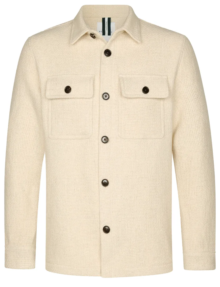 Overshirt Profuomo beige dubbele borstzak effen