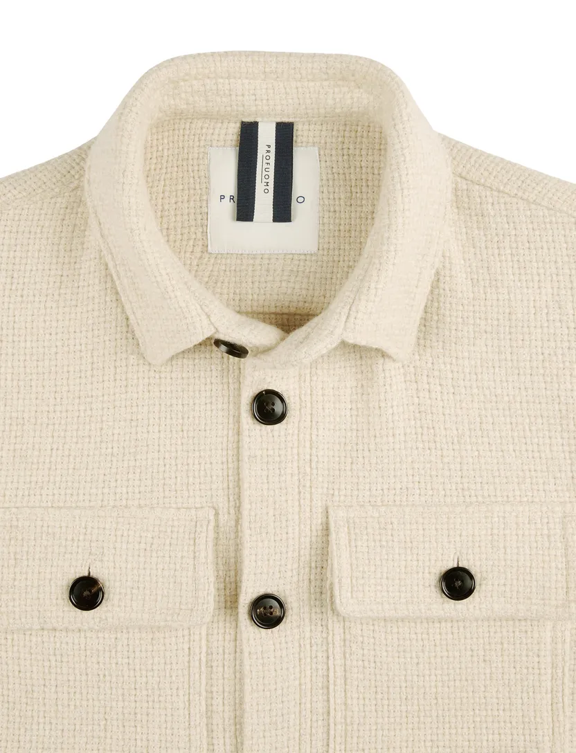 Overshirt Profuomo beige dubbele borstzak effen