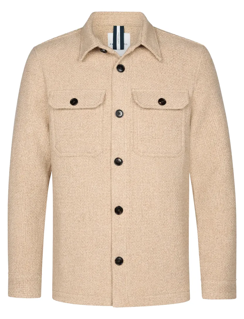 Overshirt Profuomo beige dubbele borstzakken