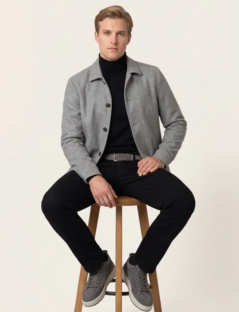 Overshirt Profuomo grijs 100% wol