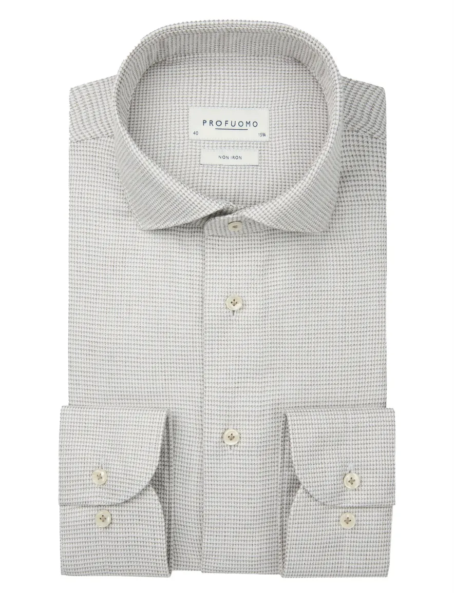 Profuomo overhemd strijkvrij beige
