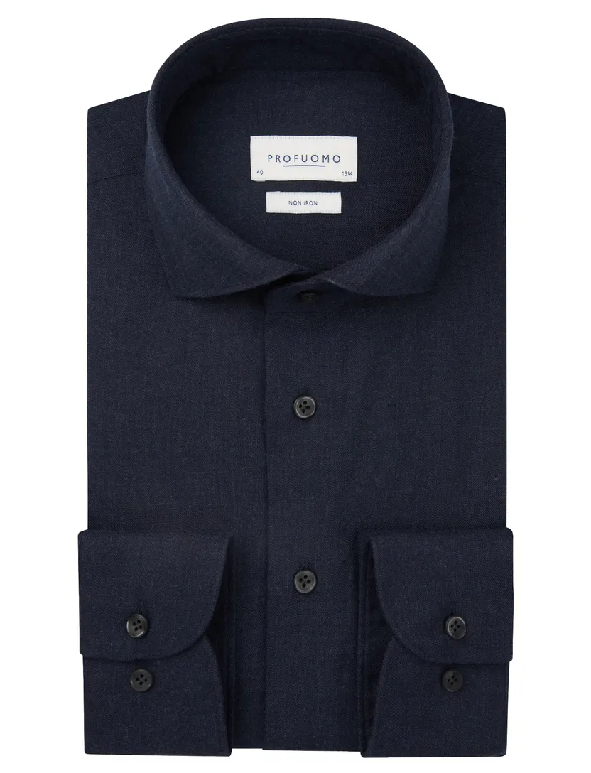 Profuomo overhemd strijkvrij navy