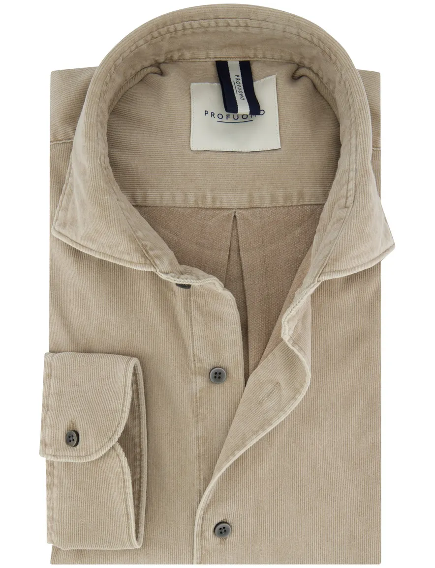 Profuomo overhemd beige corduroy