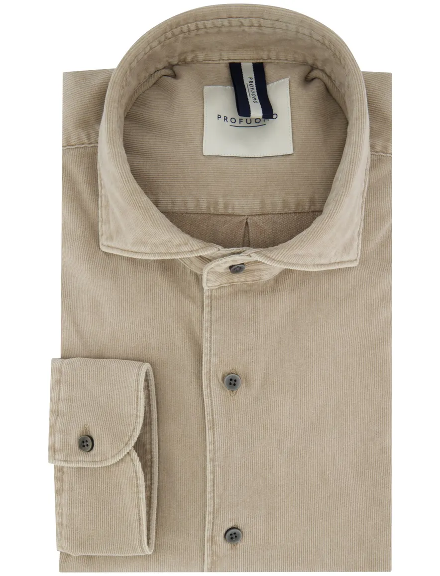 Profuomo overhemd beige corduroy