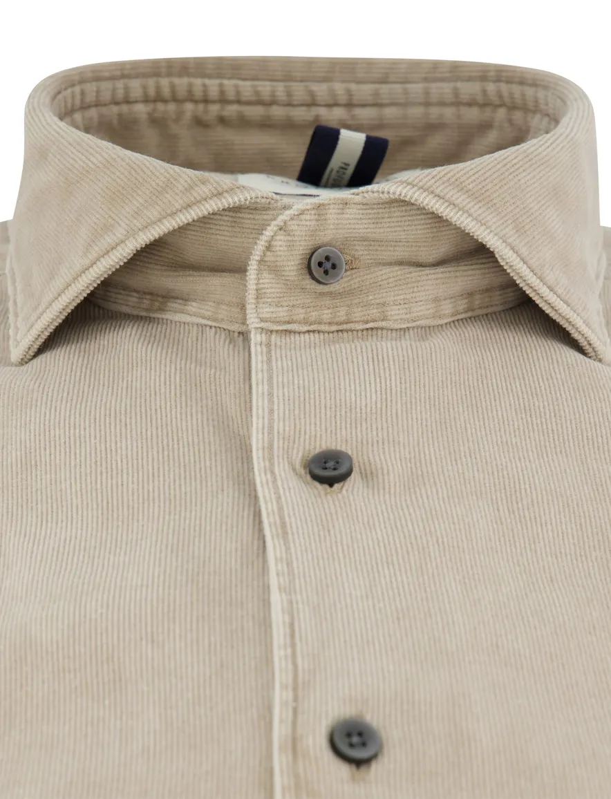 Profuomo overhemd beige corduroy