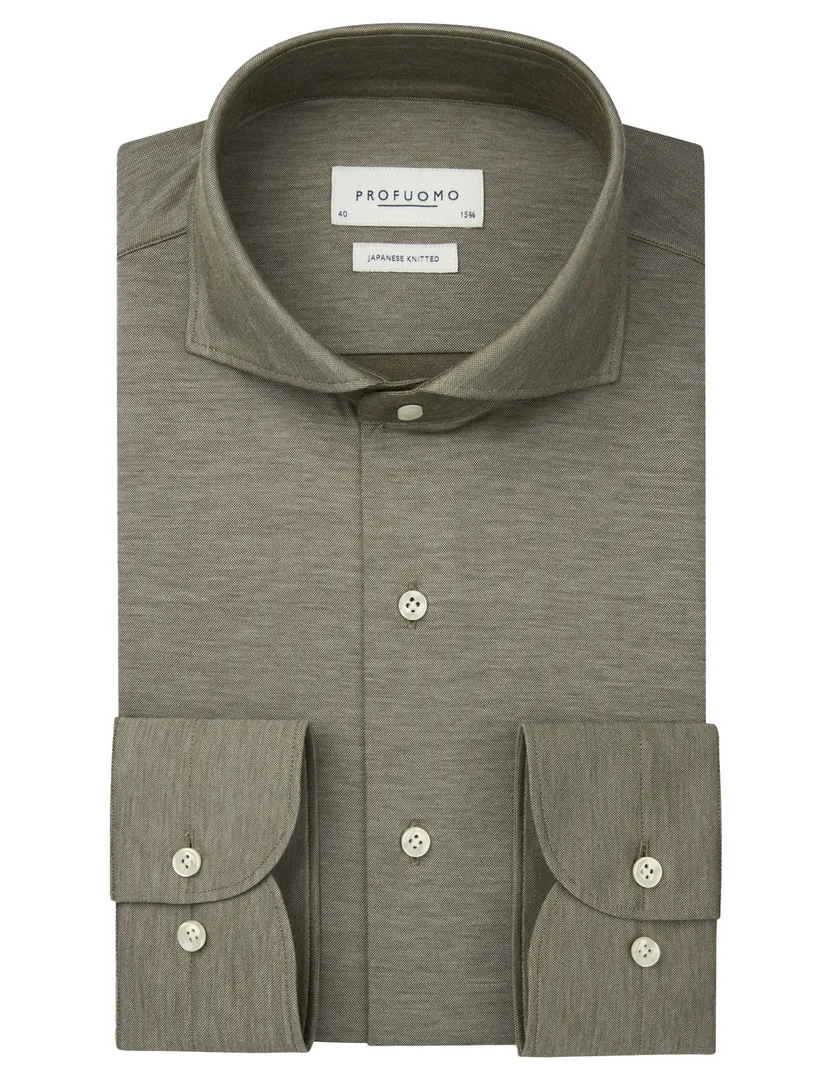 business overhemd Profuomo Japanese Knitted groen