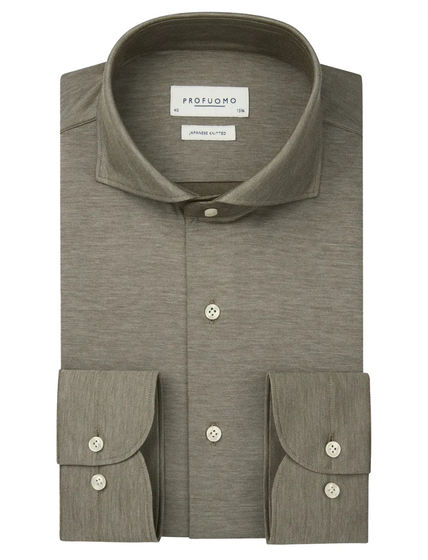 Profuomo Japanese Knitted business overhemd groen