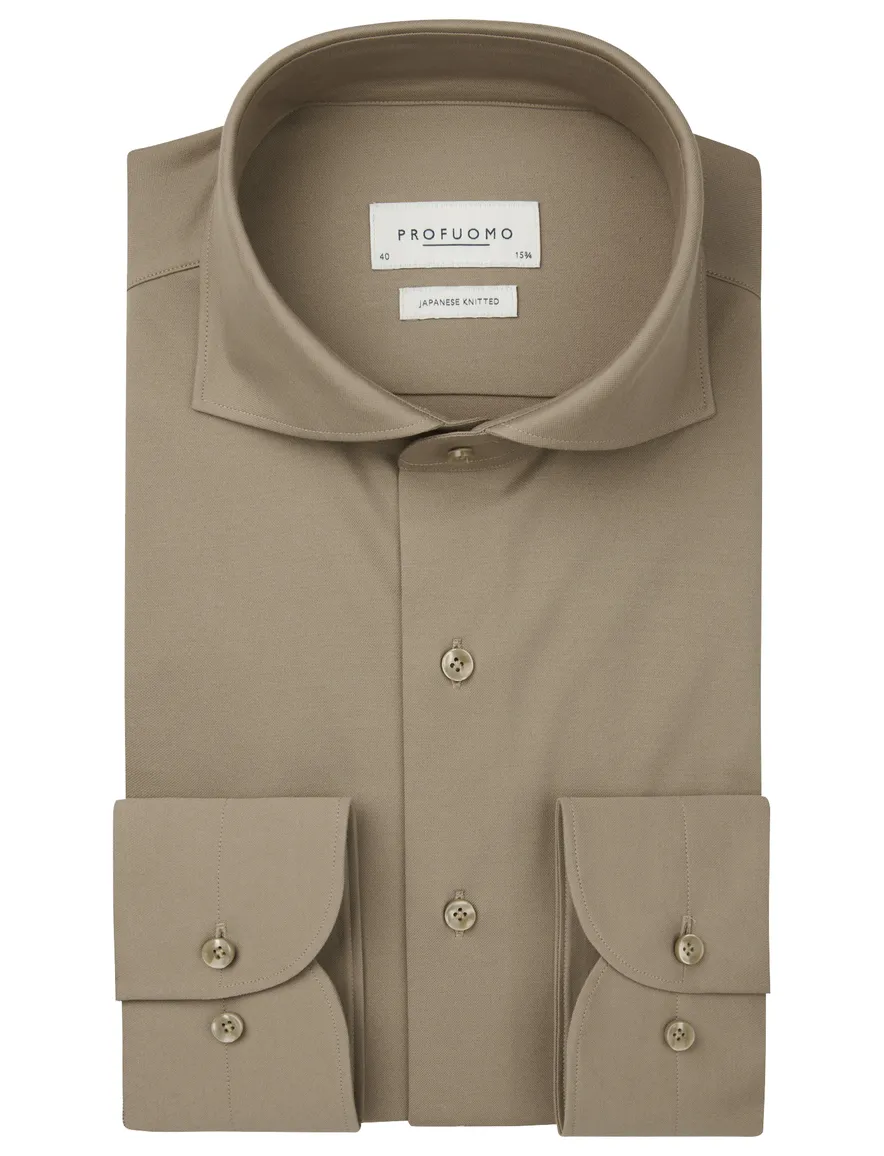 Profuomo japanese knitted overhemd bruin