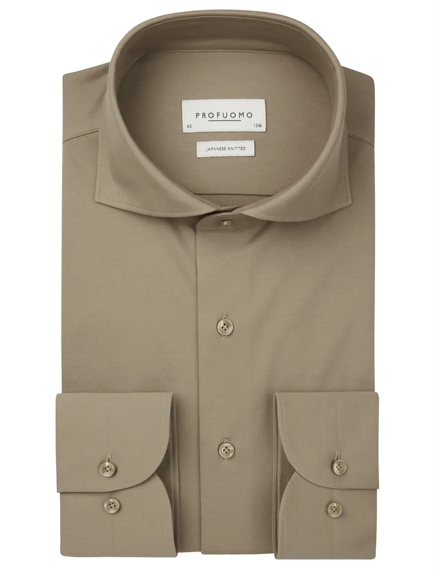 Profuomo japanese knitted overhemd bruin