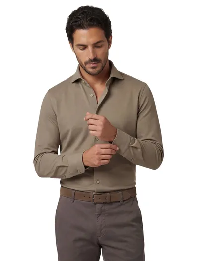 Profuomo Profuomo japanese knitted overhemd bruin
