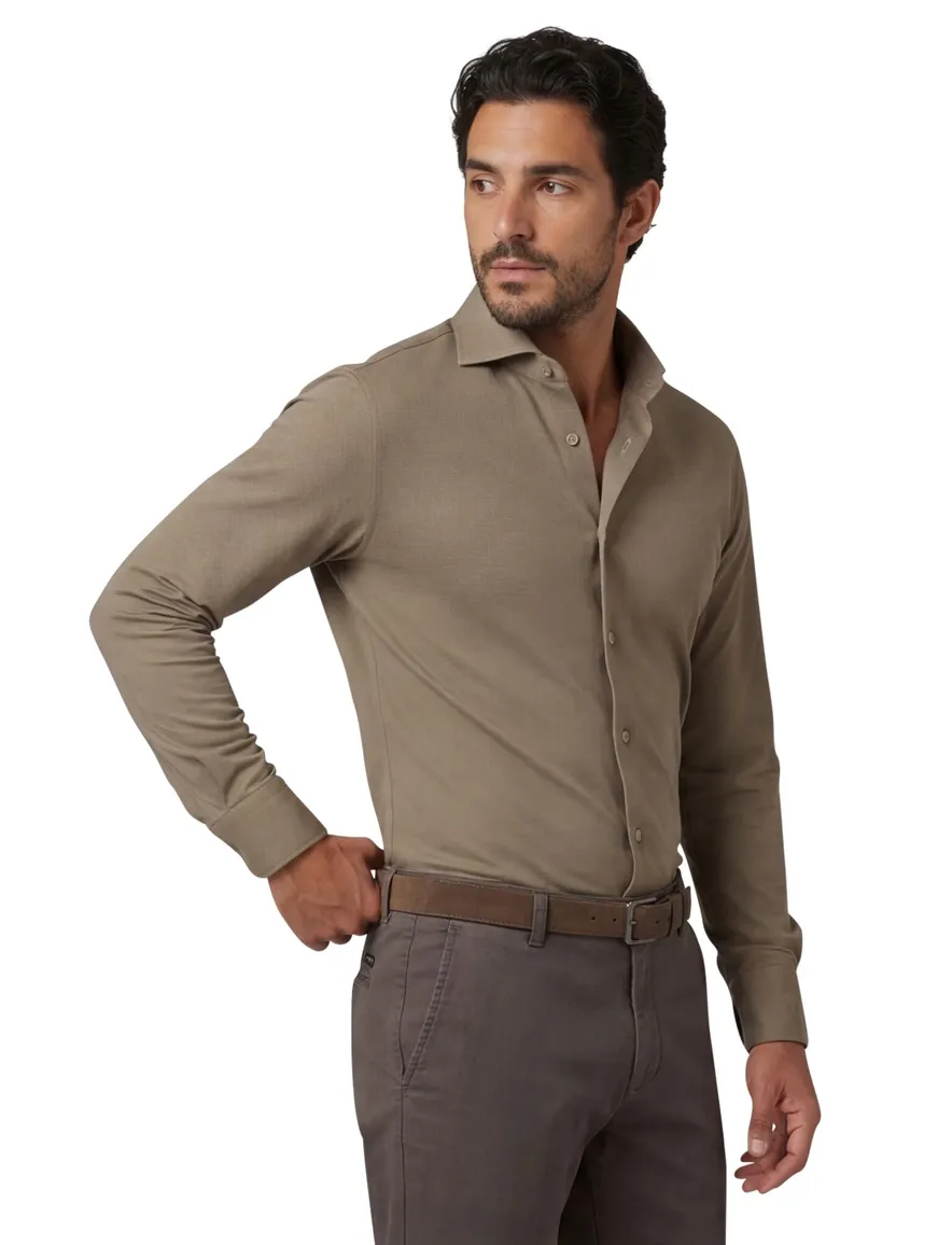 Profuomo japanese knitted overhemd bruin