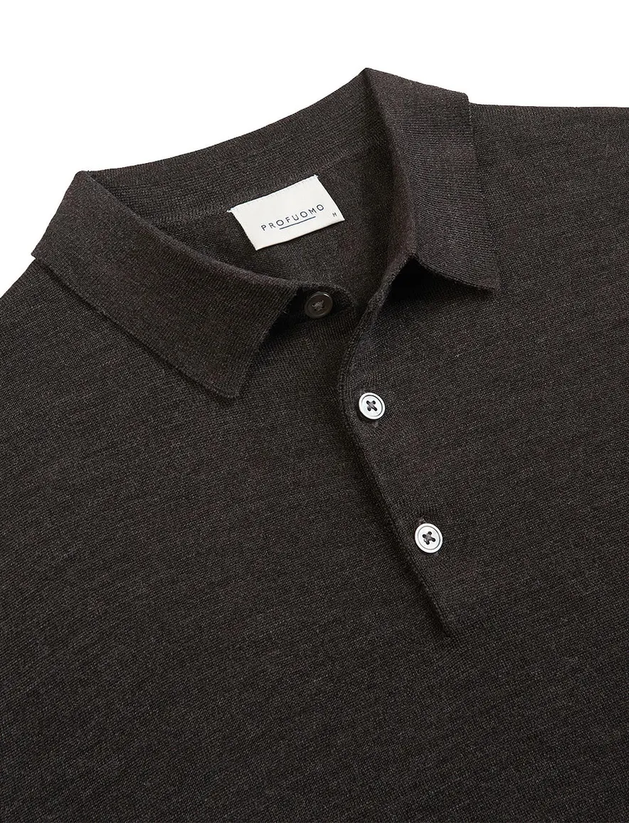 polo lange mouw bruin Profuomo