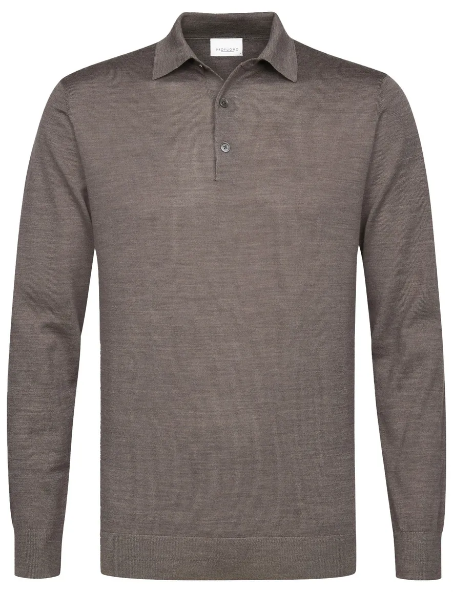 polo lange mouw bruin Profuomo