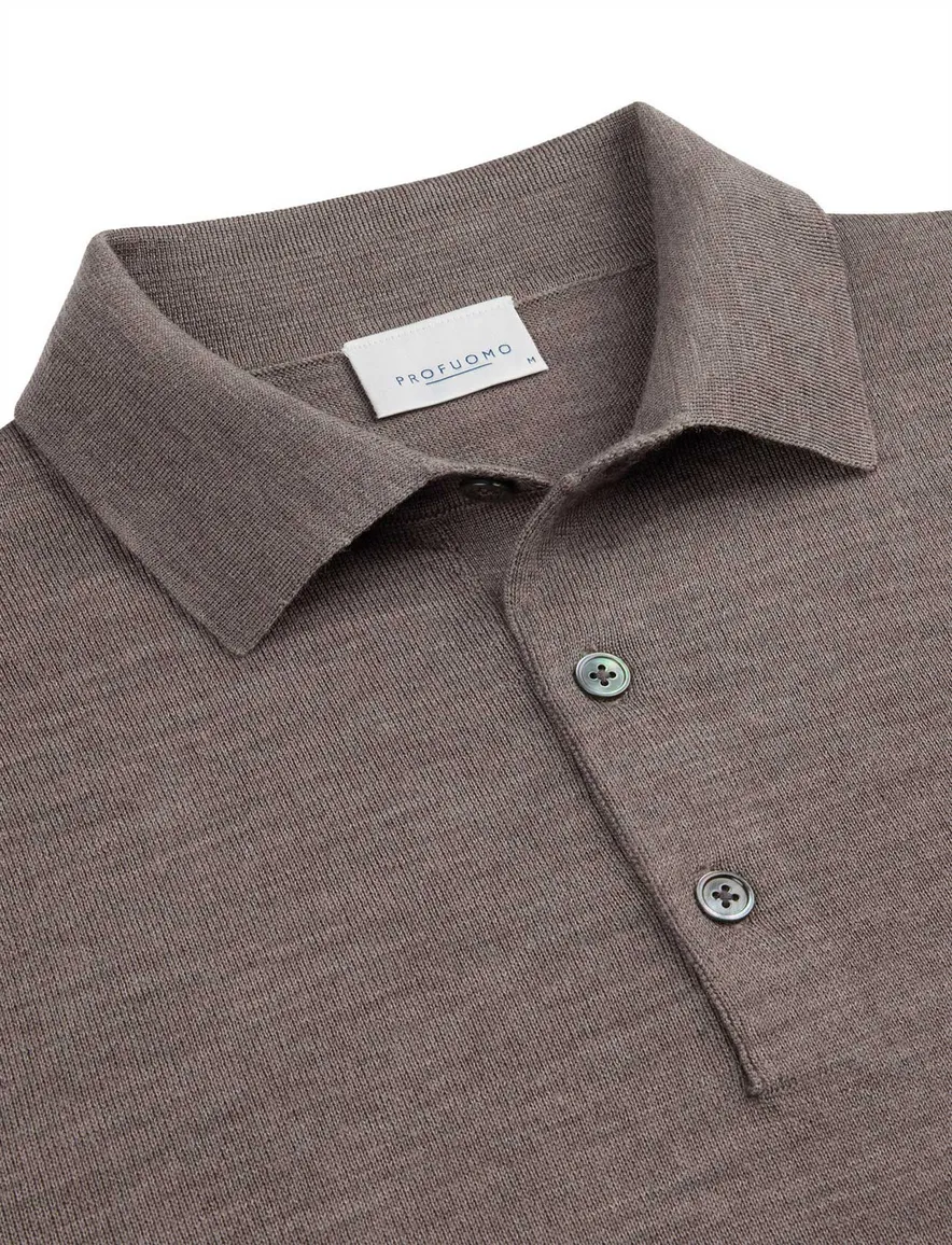 polo lange mouw bruin Profuomo