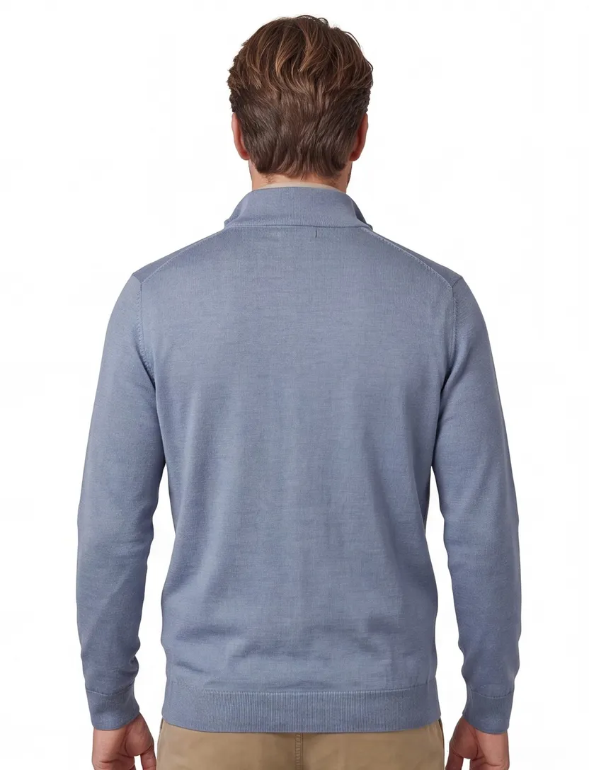 half zip trui Profuomo blauw
