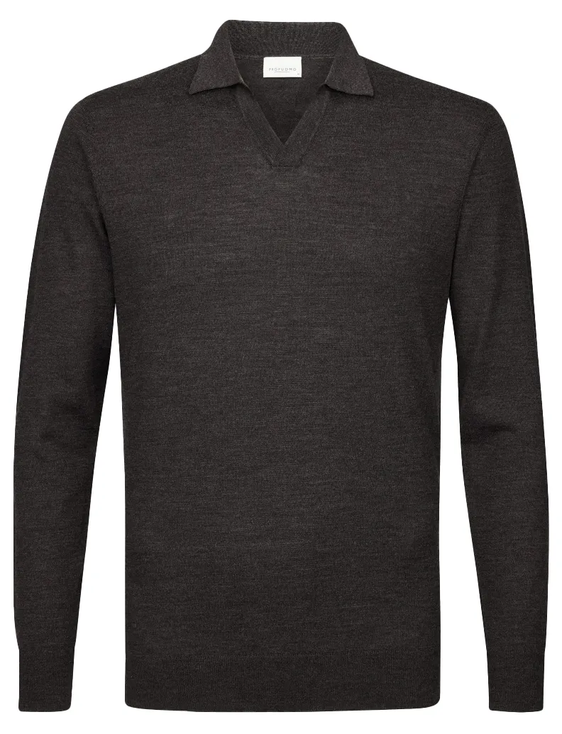 polo lange mouw bruin Profuomo