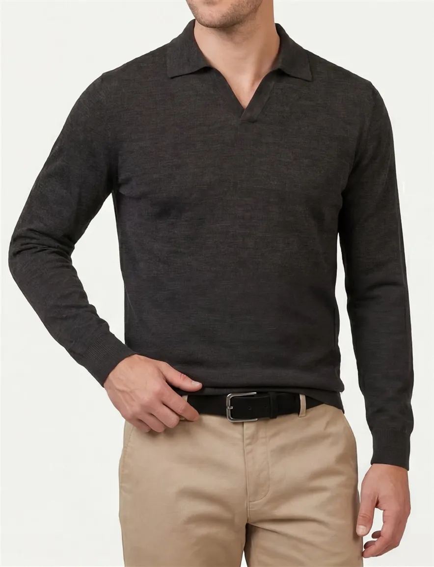 polo lange mouw bruin Profuomo