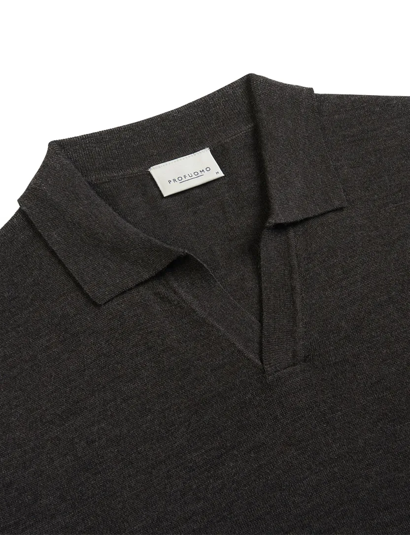 polo lange mouw Profuomo bruin