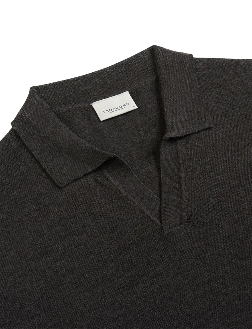 Profuomo polo lange mouw bruin