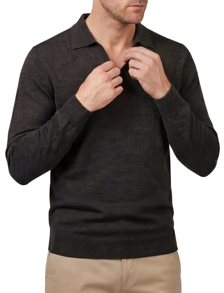polo lange mouw bruin Profuomo